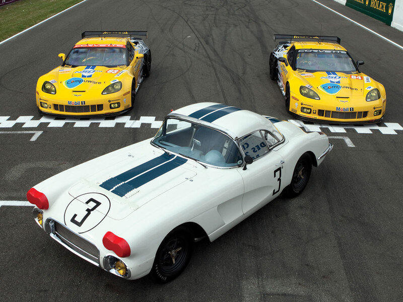 Three Race Cars on Track — Yellow