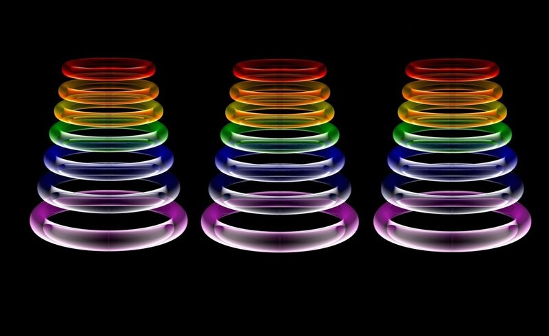 Three Rainbow Ring Stacks