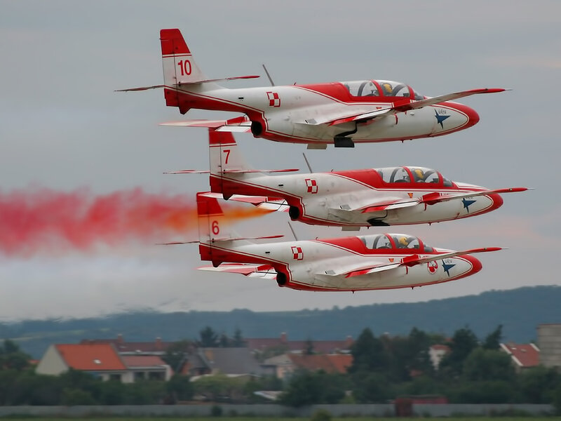 Three Red and White Jets