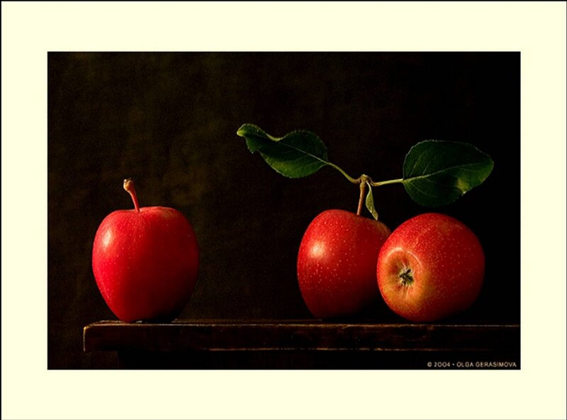 Three Red Apples — Dramatic, Photograph