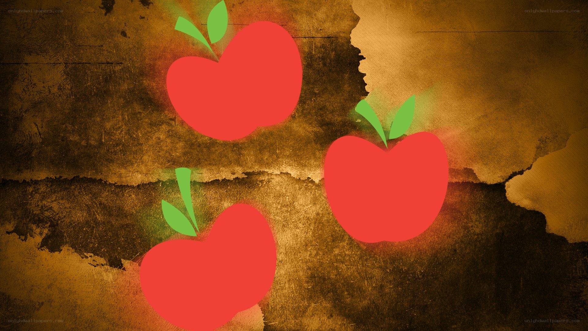 three red apples on textured background