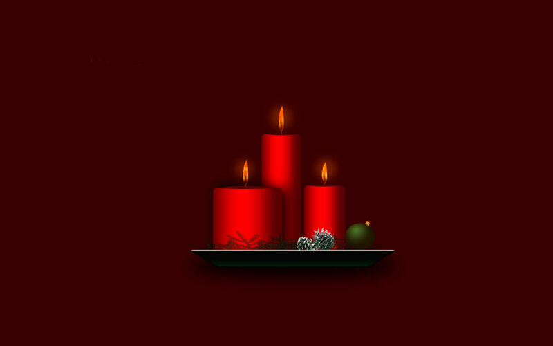 Three Red Candles — Festive, Night