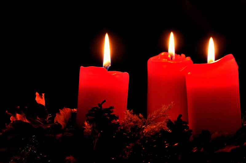 Three Red Candles Lit