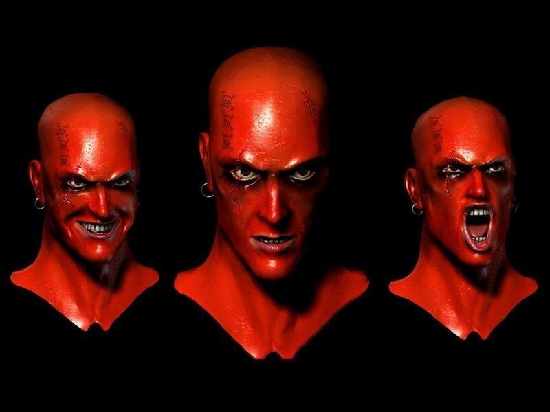 three red demon heads