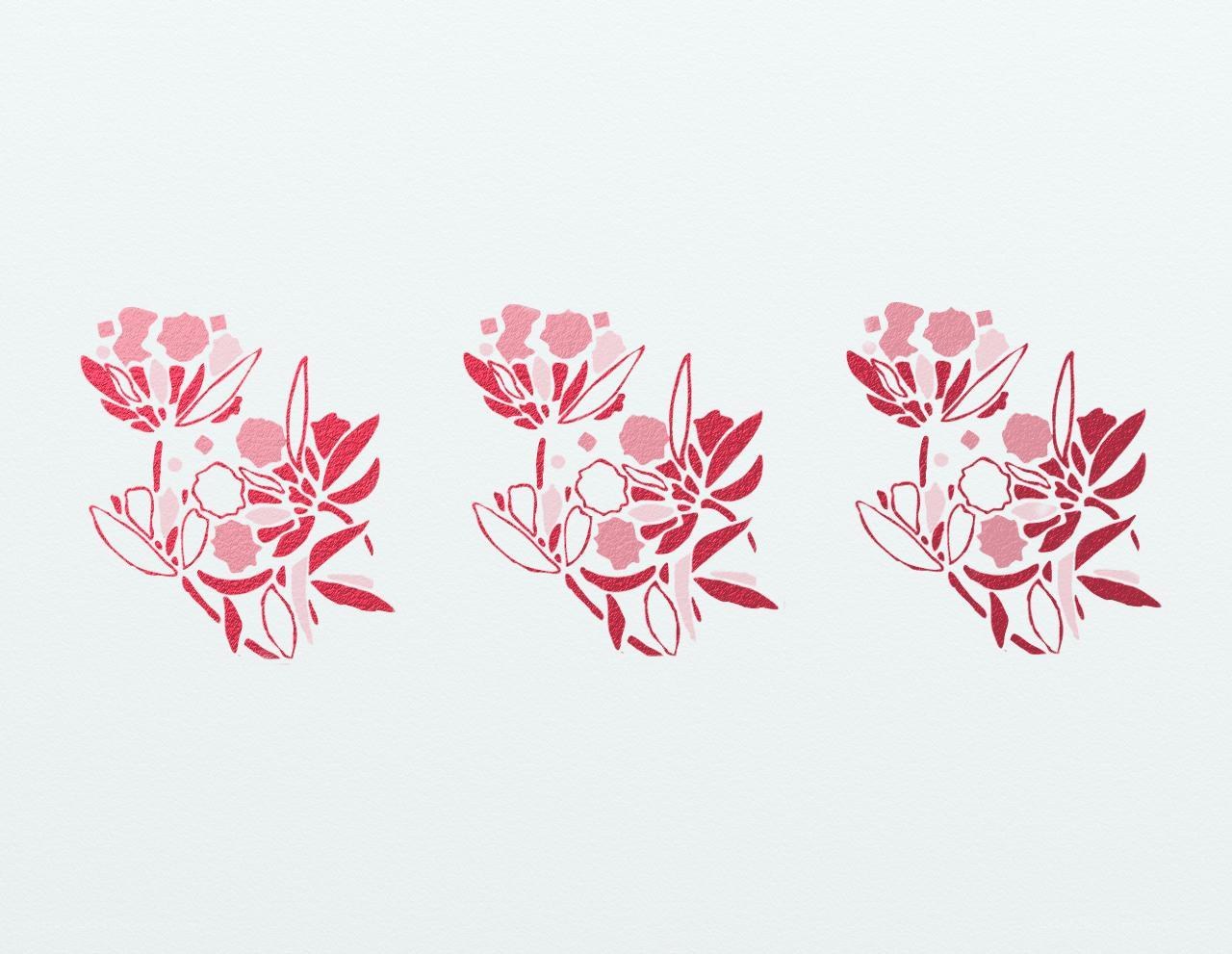 three red floral patterns