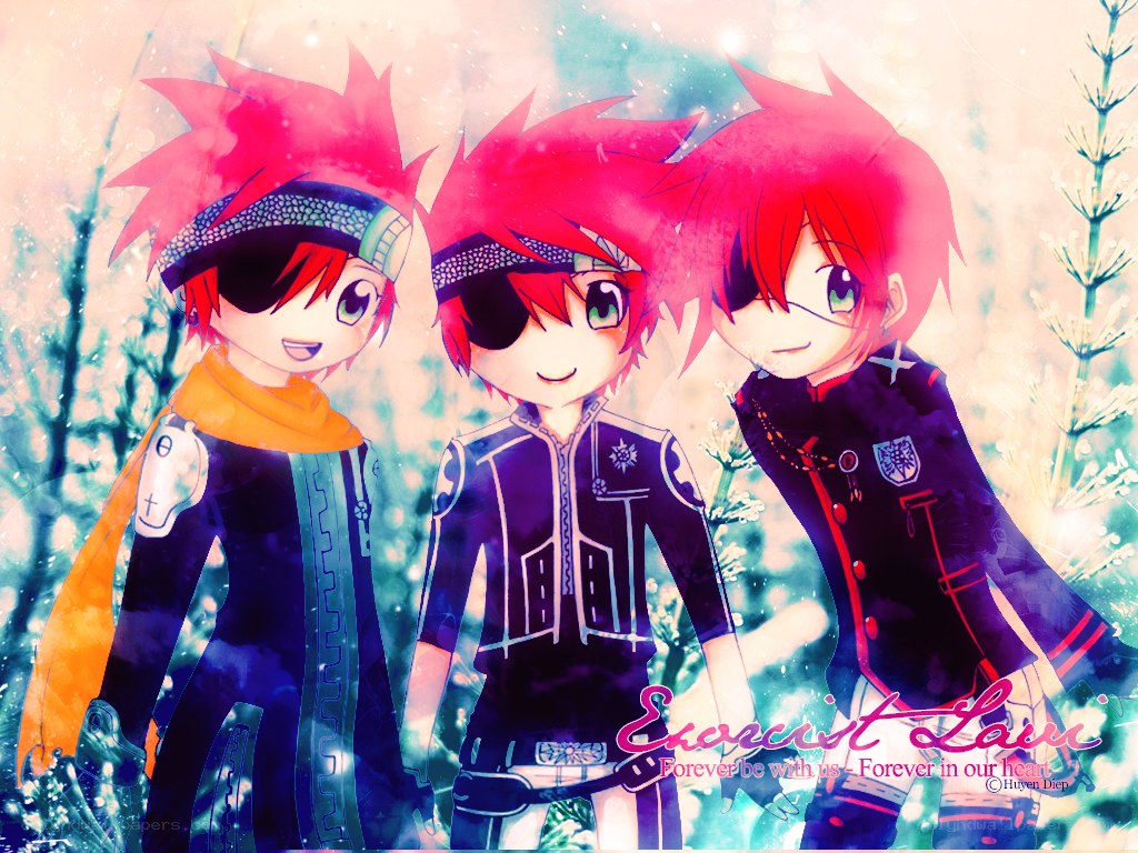 three red-haired anime characters