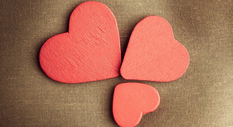 Three Red Hearts — Calm, Photograph, Wooden