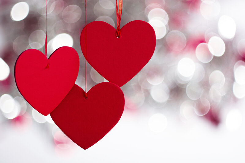 Three Red Hearts Hanging
