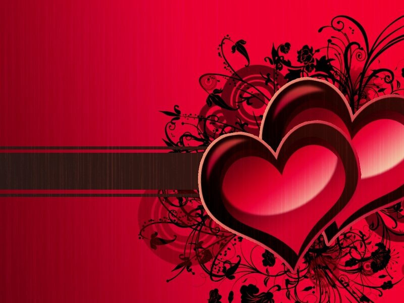 Three Red Hearts — Romantic, Digital Art, Flowers