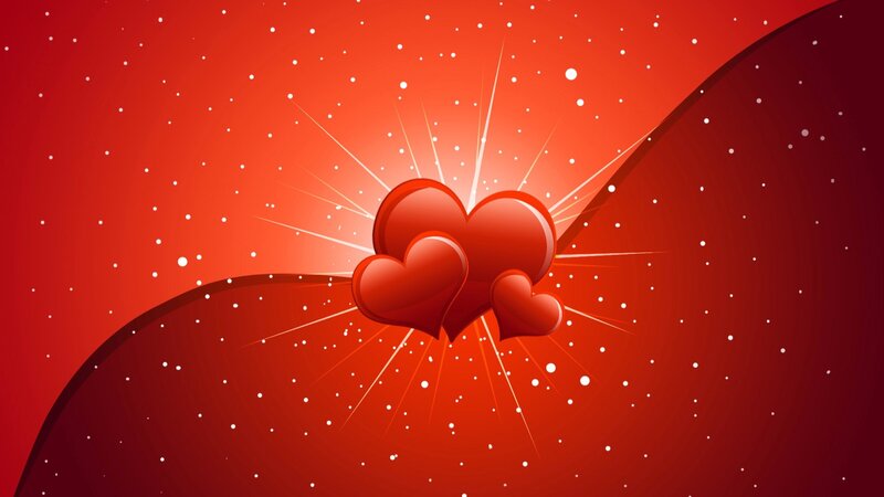 Three Red Hearts — Romantic, Vector Art, Stars