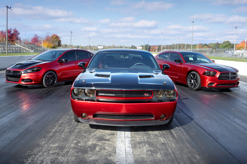 Three Red Muscle Cars