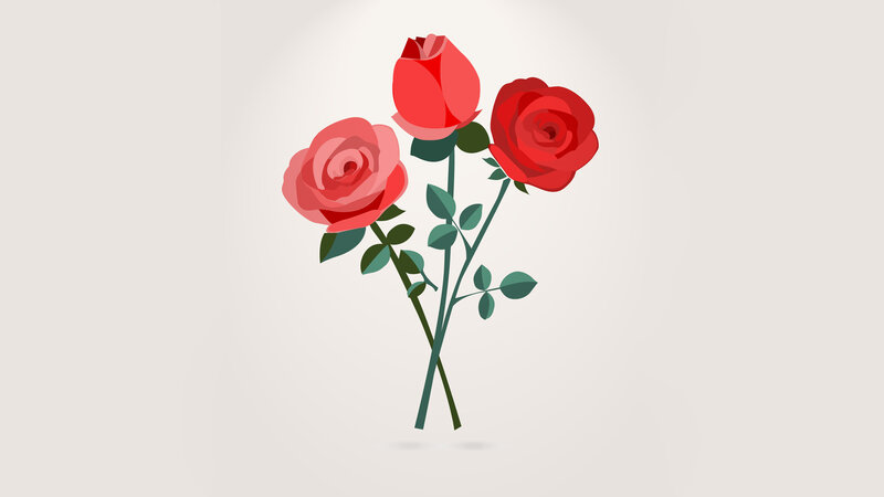 Three Red Roses — Calm, Vector Art