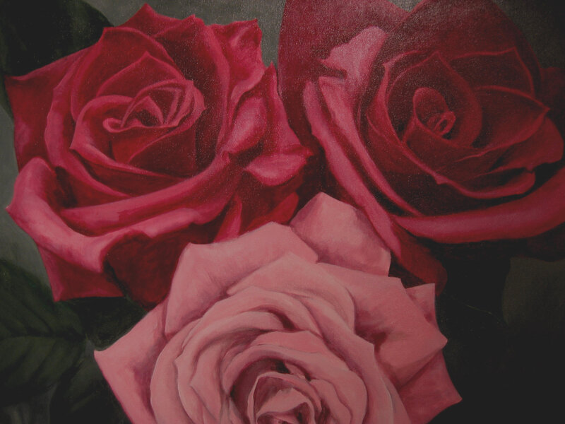 Three Red Roses — Dramatic, Painting
