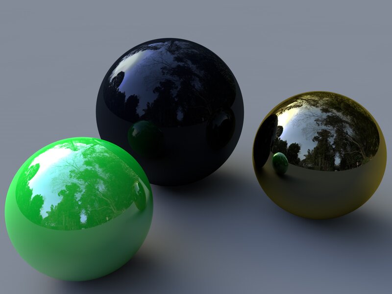 Three reflective spheres