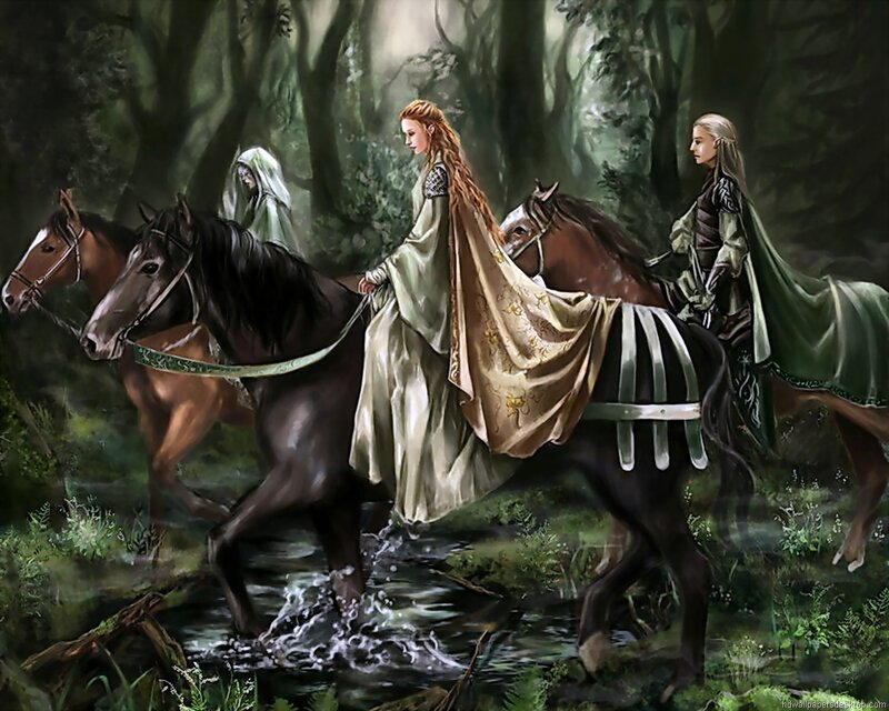 Three Riders on Horses — Green