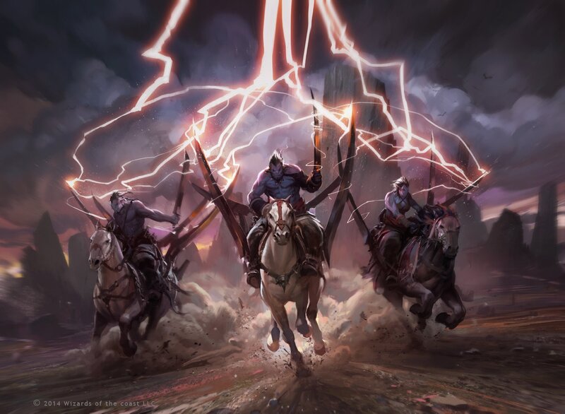 Three Riders on Horses — Purple