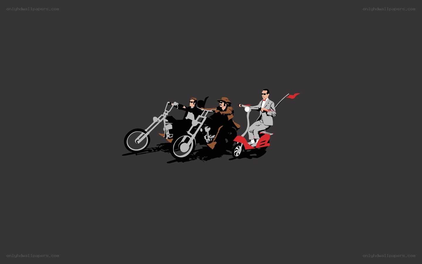 Three riders on motorcycles