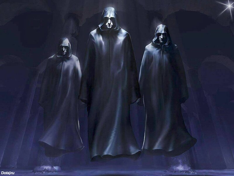 Three Robed Figures — Purple
