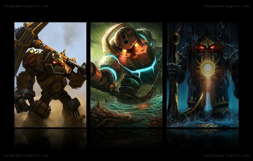 Three robotic champions in battle