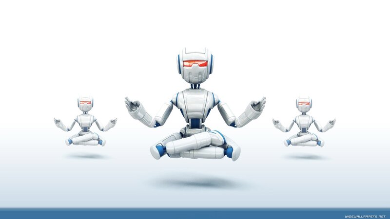 Three Robots Meditating