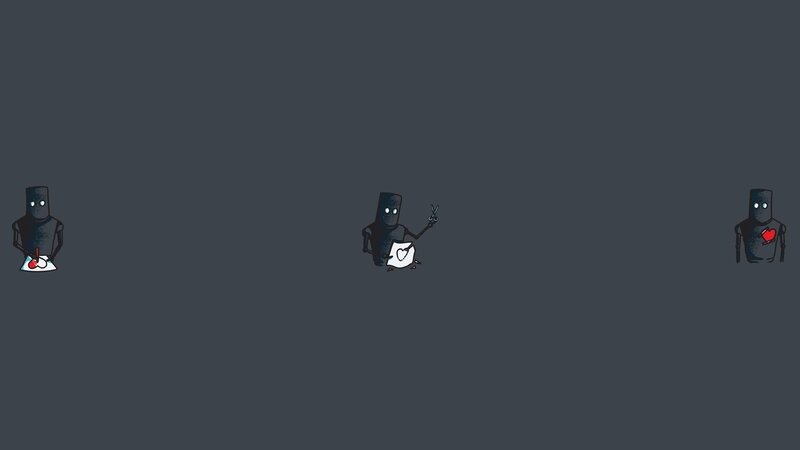 Three Robots on Gray Background
