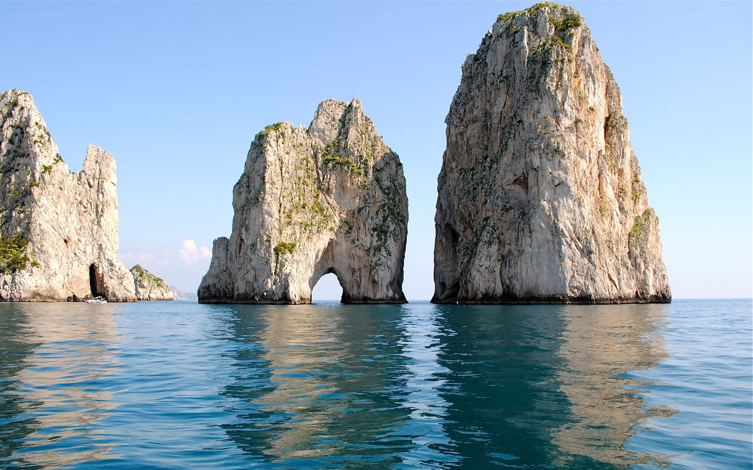 Three rock formations in the sea