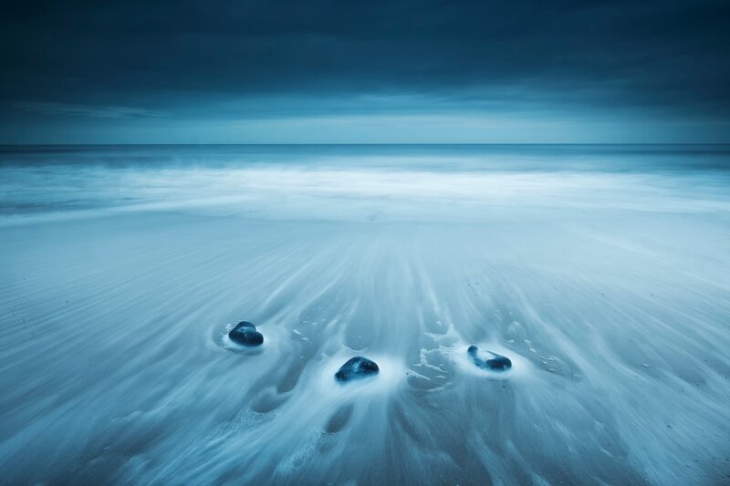 Three Rocks on Beach