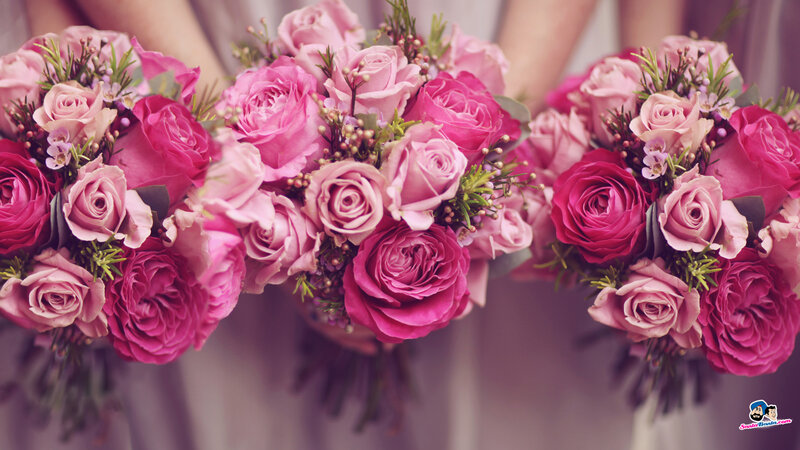 Three Rose Bouquets — Pink