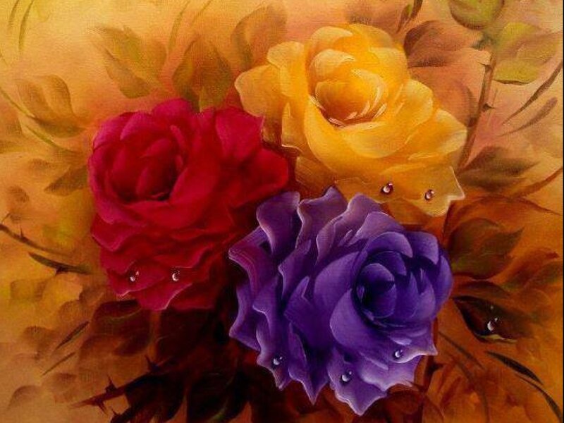 Three Roses in a Bouquet