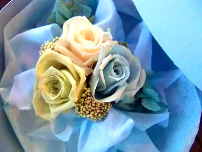 Three Roses in Bouquet — Blue