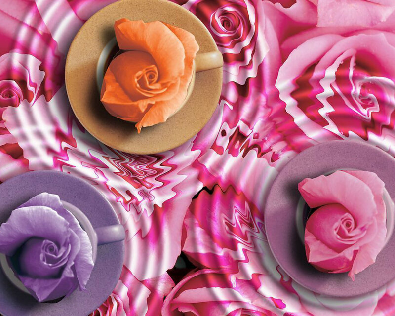 Three Roses in Cups