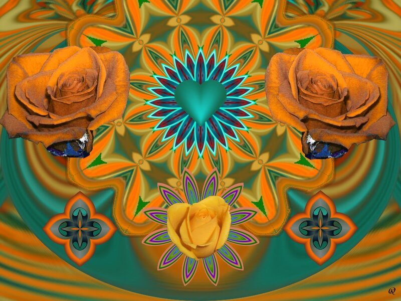 Three Roses in Mandala