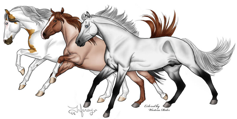 Three Running Horses