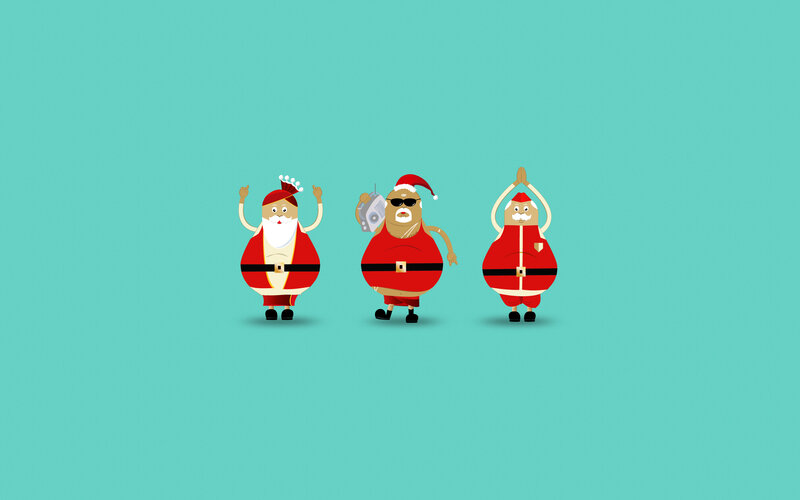 Three Santa Claus Figures