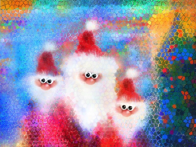 Three Santa Figures