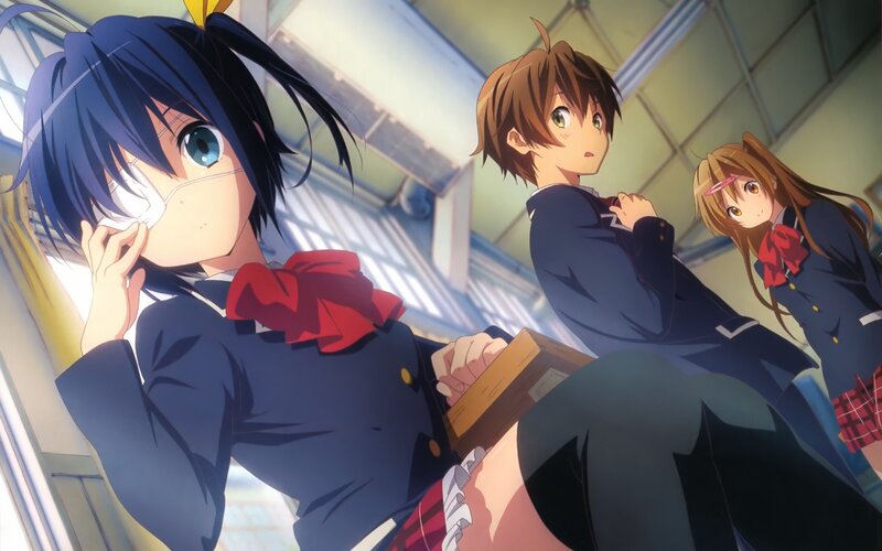 Three School Students — Blue