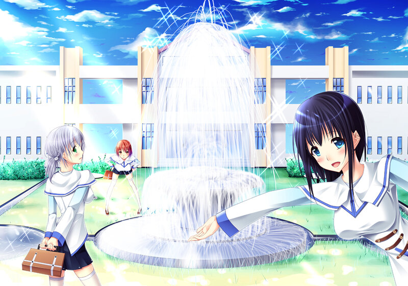 Three Schoolgirls at Fountain