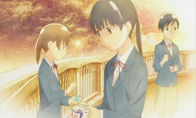 Three Schoolgirls Eating — Blue