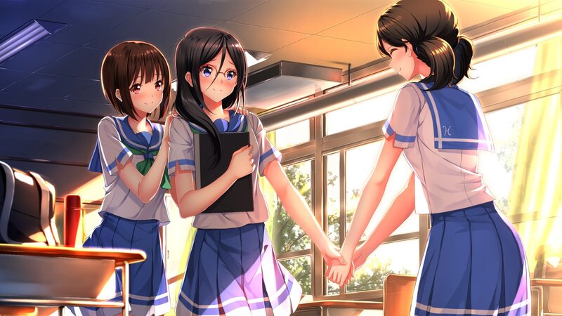 Three Schoolgirls Holding Hands