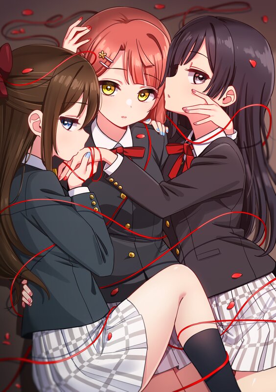 Three Schoolgirls Hugging — Black