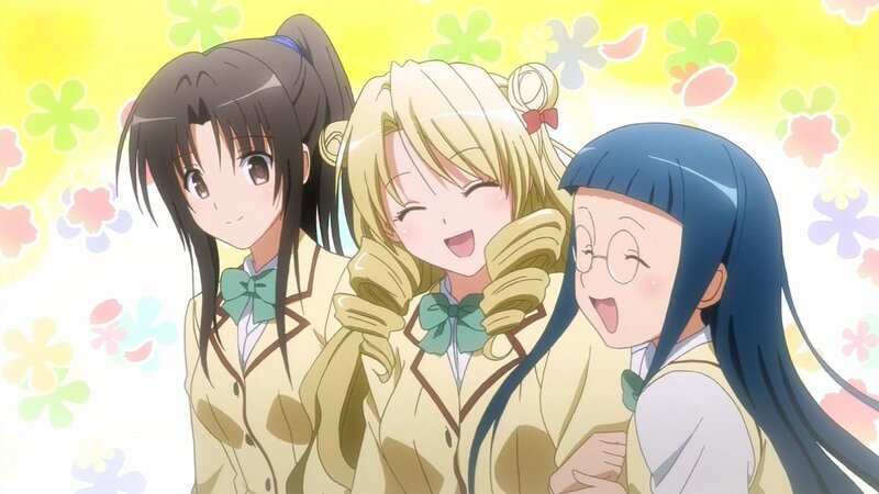 Three Schoolgirls Hugging — Yellow