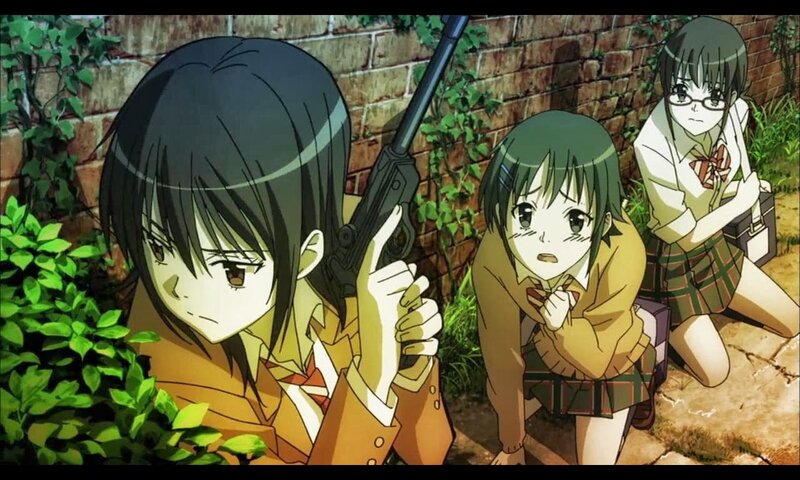Three Schoolgirls in Action