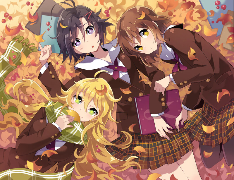 Three Schoolgirls in Autumn