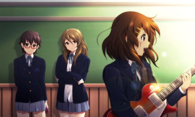 Three Schoolgirls in Classroom — Green