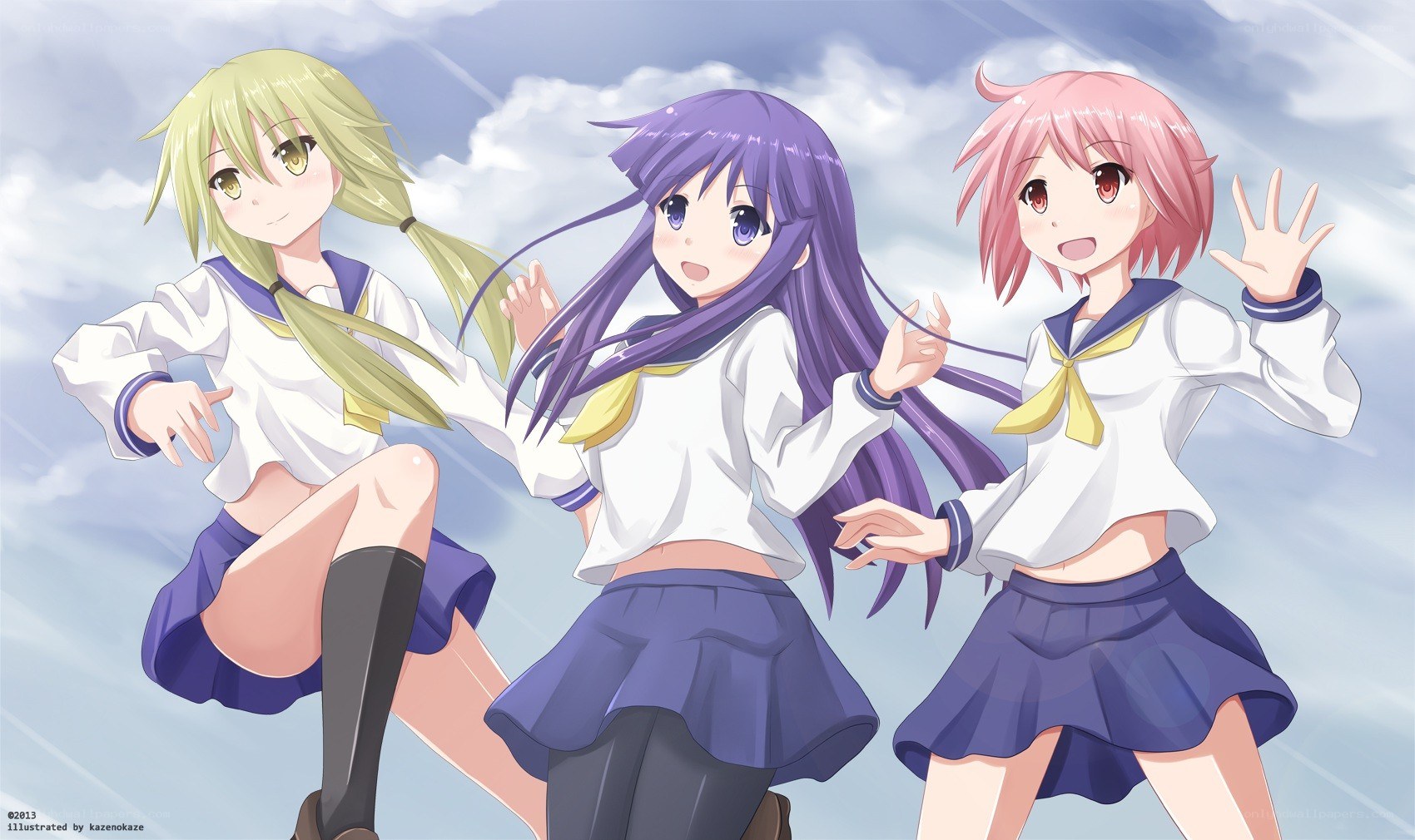 three schoolgirls in uniform