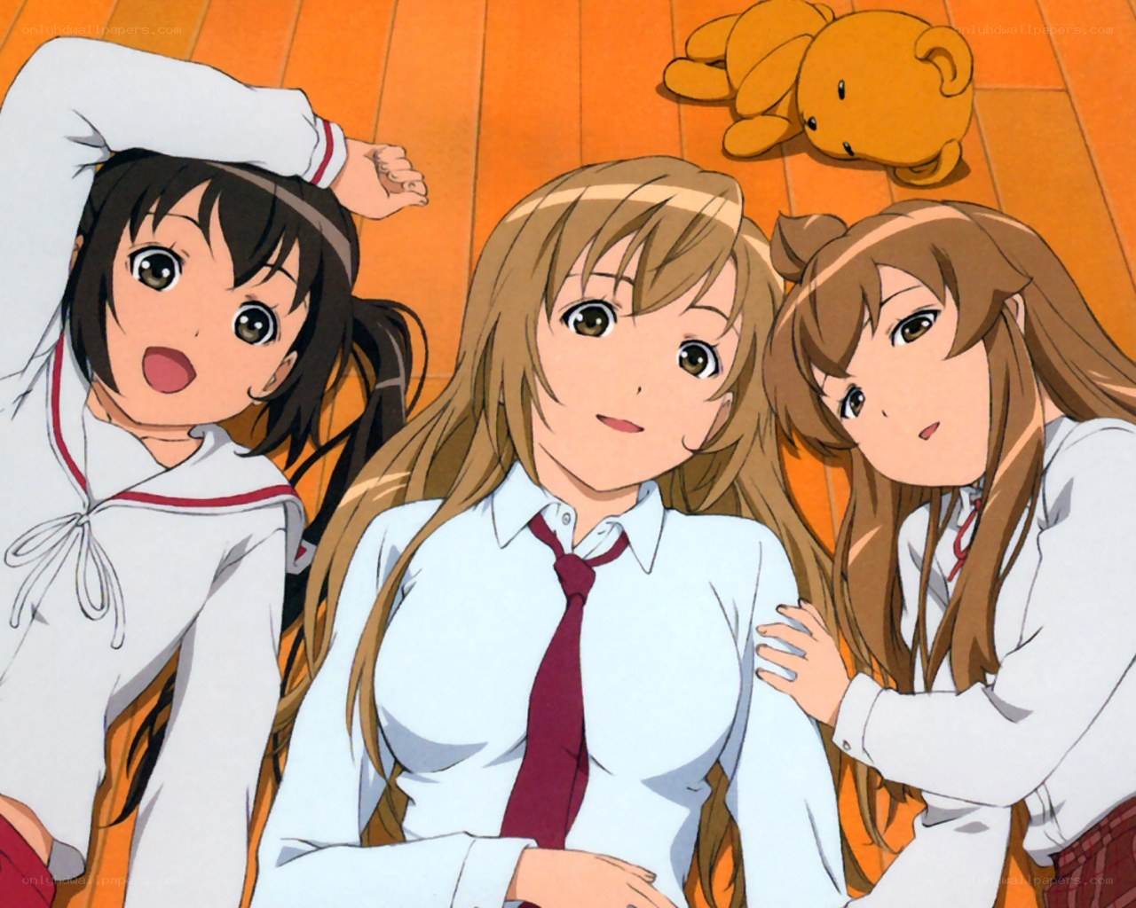 three schoolgirls in uniform