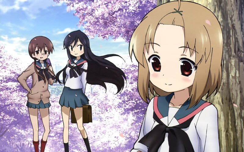 Three Schoolgirls in Uniform — Purple, Calm