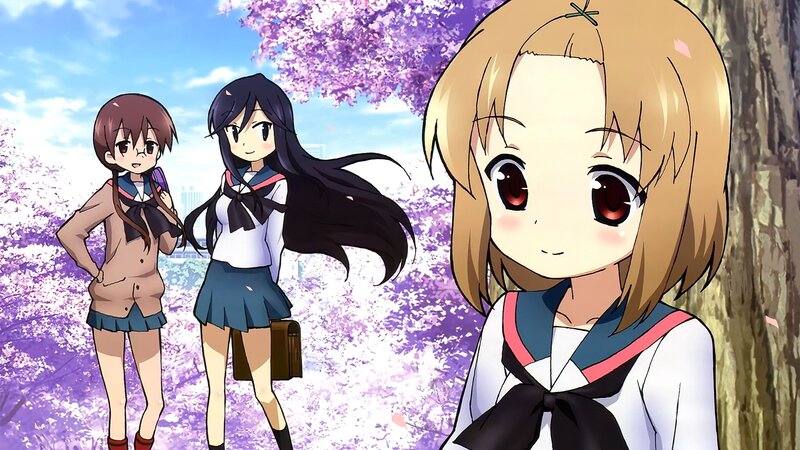 Three Schoolgirls in Uniform — Purple, Serene