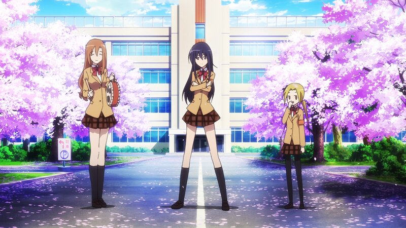 Three Schoolgirls in Uniform — Purple