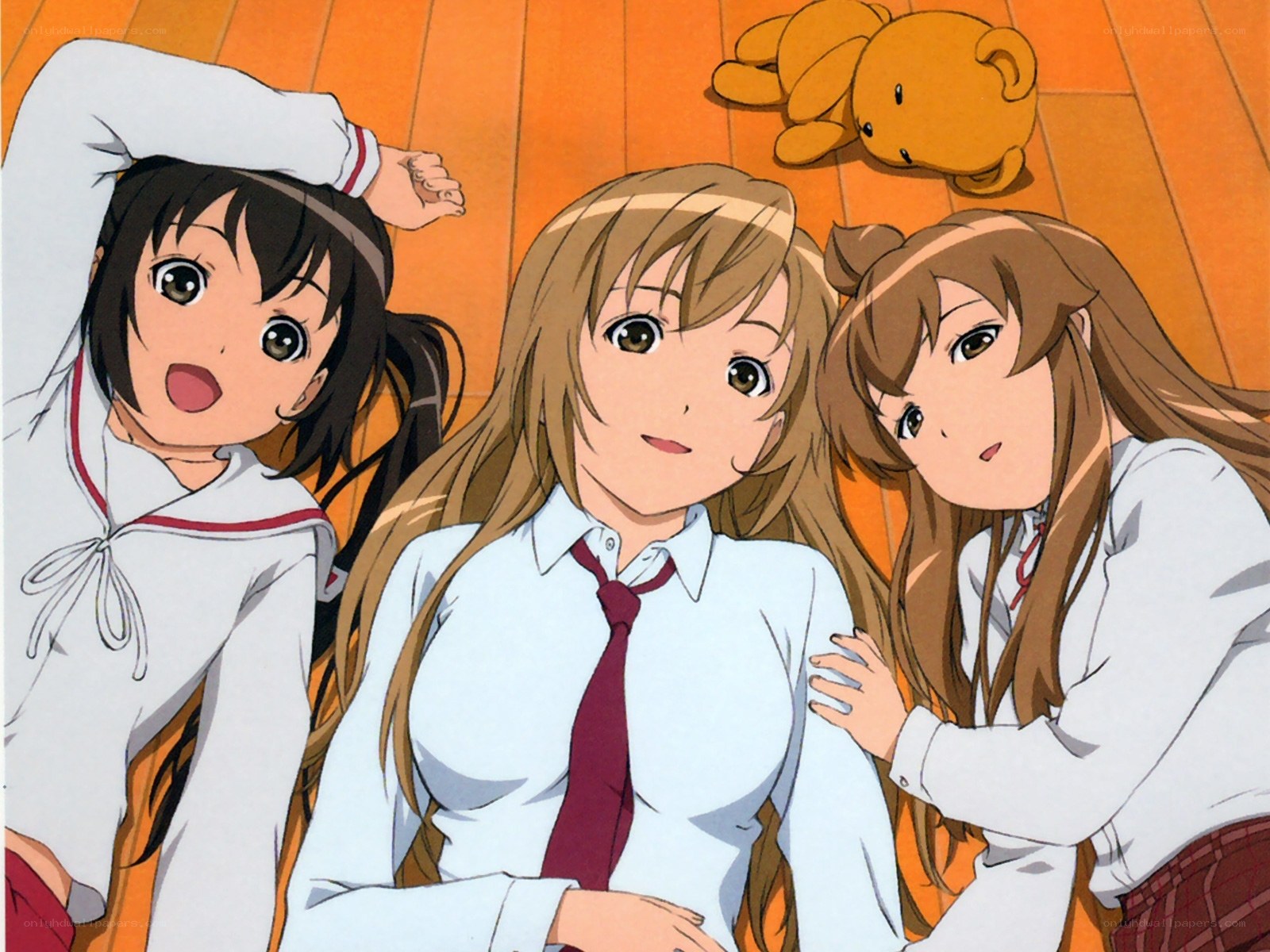 Three schoolgirls in uniform